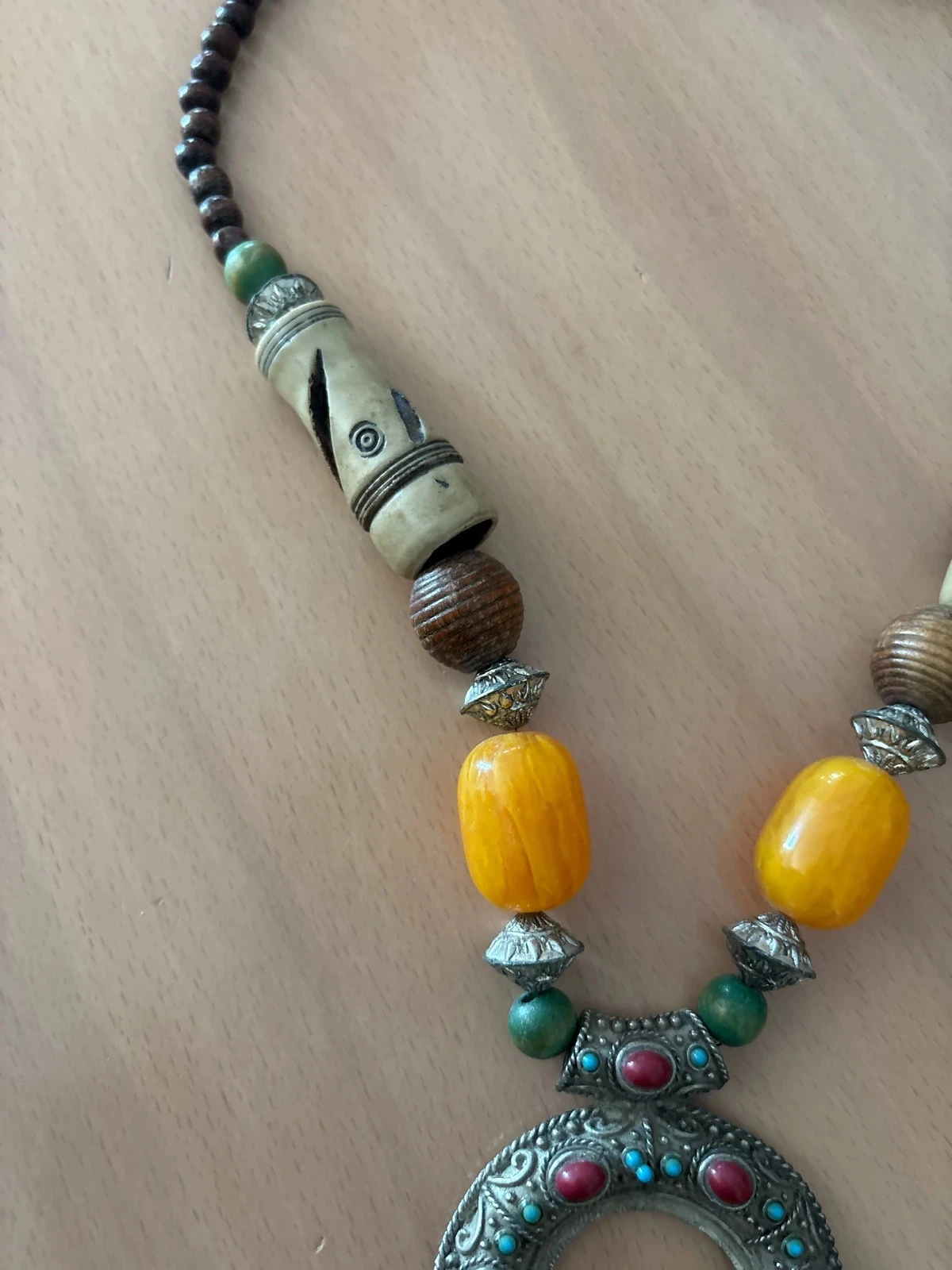 Colar de pérola marrom e laranja – photo 3